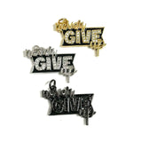 5pcs CZ Paved Never Give Up Tags Pendant Bracelets Charms Jewelry Making