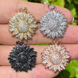 5pcs CZ Paved Sunflower Charms for Jewelry Making