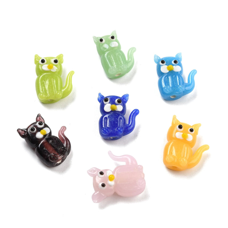 5pcs Cute Lampwork Glass Beads DIY Bracelets Elephant Tiger Panda Bear