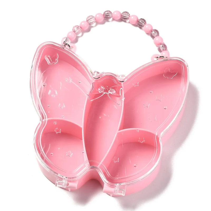 5pcs Butterfly Plastic Boxes 5 Grids Jewelry Storage Carrying Case