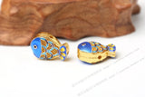5pcs Cloisonne 4 Hole Fish Beads Enamel DIY Jewelry Making
