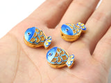 5pcs Cloisonne 4 Hole Fish Beads Enamel DIY Jewelry Making