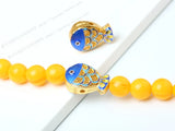 5pcs Cloisonne 4 Hole Fish Beads Enamel DIY Jewelry Making