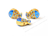 5pcs Cloisonne 4 Hole Fish Beads Enamel DIY Jewelry Making