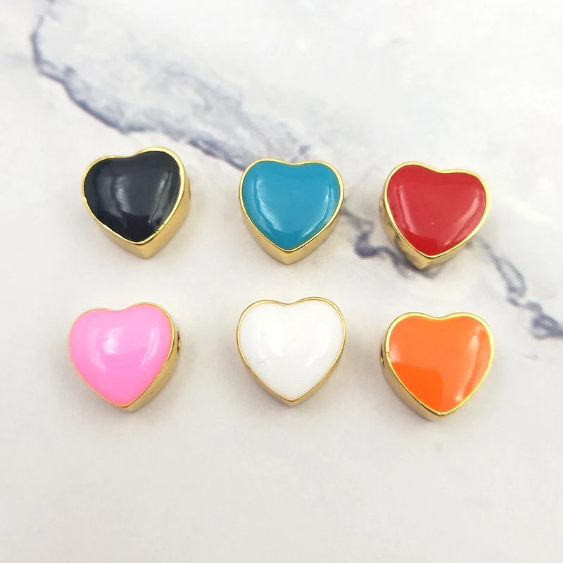 Colorful Heart Shape Copper Beads Jewelry Making DIY Supplies