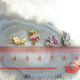 5pcs Silver Plated Golden Flamingo Butterfly Pendant Copper Small CZ Necklace