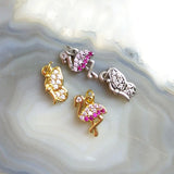 5pcs Silver Plated Golden Flamingo Butterfly Pendant Copper Small CZ Necklace