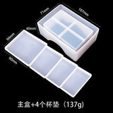 5pcs Square Coaster Storage Box Silicone Mold