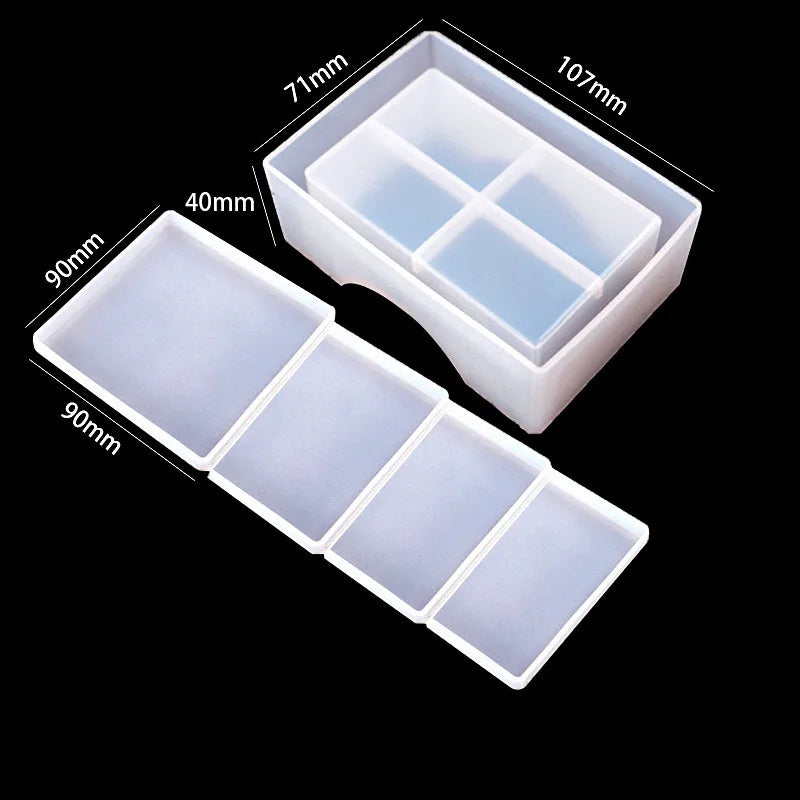 5pcs Square Coaster Storage Box Silicone Mold