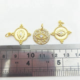 Plated Evil Eye Coin Pendant Micro Cubic Zircon Paved DIY Jewelry