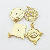 Plated Evil Eye Coin Pendant Micro Cubic Zircon Paved DIY Jewelry