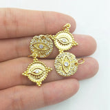 Plated Evil Eye Coin Pendant Micro Cubic Zircon Paved DIY Jewelry