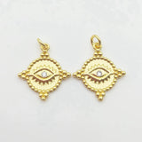 Plated Evil Eye Coin Pendant Micro Cubic Zircon Paved DIY Jewelry