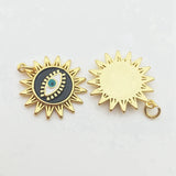 Evil Eye Sun Coins Pendant Connecters Zircon Jewelry