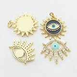 Evil Eye Sun Coins Pendant Connecters Zircon Jewelry