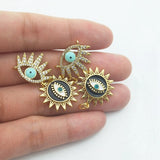 Evil Eye Sun Coins Pendant Connecters Zircon Jewelry