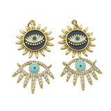 Evil Eye Sun Coins Pendant Connecters Zircon Jewelry