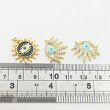 Evil Eye Sun Coins Pendant Connecters Zircon Jewelry