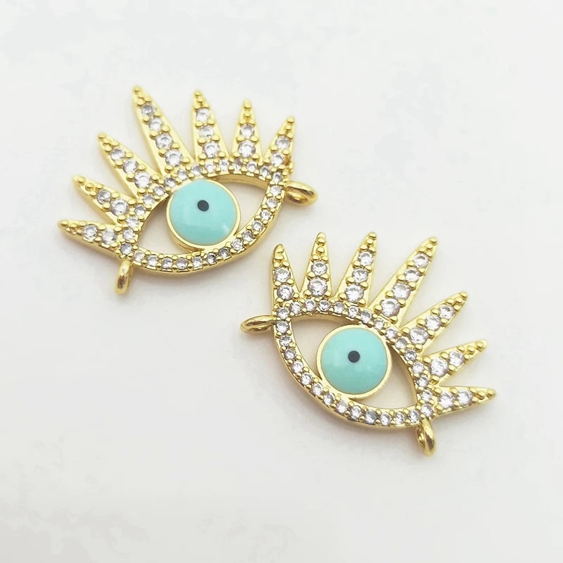 Evil Eye Sun Coins Pendant Connecters Zircon Jewelry