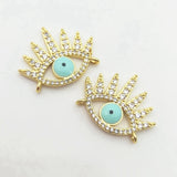 Evil Eye Sun Coins Pendant Connecters Zircon Jewelry