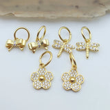 5pcs Delicate Plated Flower Bow Tie Dragonfly Pendant Set