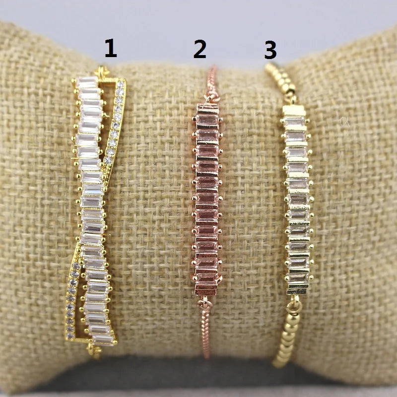 Delicate CZ Bracelet with Adjustable Chain