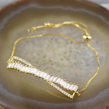 Delicate CZ Bracelet with Adjustable Chain