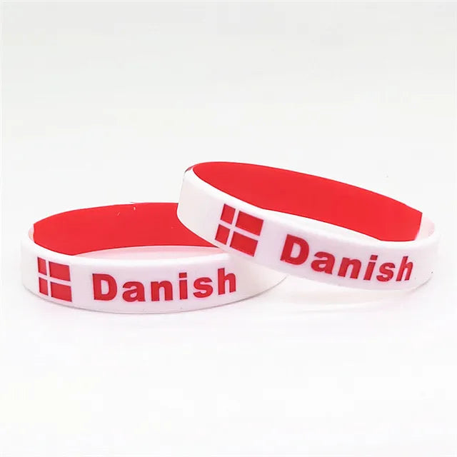5pcs Denmark Flag Bracelet Rubber Wrist Bands Motivational Sports