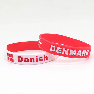 5pcs Denmark Flag Bracelet Rubber Wrist Bands Motivational Sports
