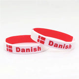 5pcs Denmark Flag Bracelet Rubber Wrist Bands Motivational Sports