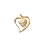5pcs CZ Heart Pendants Gold-Plated Charm for Jewelry Making