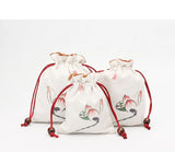 5pcs Double Layer Velvet Gift Bags Plum Lotus Design Jewelry Pouch
