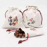 5pcs Double Layer Velvet Gift Bags Plum Lotus Design Jewelry Pouch