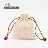 5pcs Double Layer Velvet Gift Bags Plum Lotus Design Jewelry Pouch