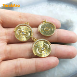 5pcs Double Moon CZ Paved Pendant Copper Vintage Style for DIY Women