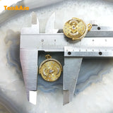 5pcs Double Moon CZ Paved Pendant Copper Vintage Style for DIY Women