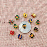 5pcs Chinese Zodiac Beads Copper Gilded Cloisonne Enamel DIY Jewelry