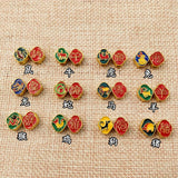 5pcs Chinese Zodiac Beads Copper Gilded Cloisonne Enamel DIY Jewelry