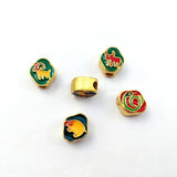 5pcs Chinese Zodiac Beads Copper Gilded Cloisonne Enamel DIY Jewelry