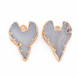 5pcs Mixed Dyed Natural Agate Heart Pendants for DIY Jewelry Making