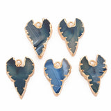 5pcs Mixed Dyed Natural Agate Heart Pendants for DIY Jewelry Making
