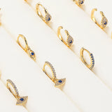 5pcs Devil's Eye Zirconia Stud Hoop Set Asymmetrical Jewelry