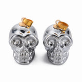 5pcs Glass Skull Pendants DIY Halloween Theme Jewelry 25x26~27x19mm