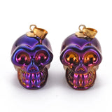 5pcs Glass Skull Pendants DIY Halloween Theme Jewelry 25x26~27x19mm