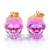 5pcs Glass Skull Pendants DIY Halloween Theme Jewelry 25x26~27x19mm