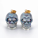 5pcs Glass Skull Pendants DIY Halloween Theme Jewelry 25x26~27x19mm