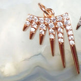 Angel Wing Pendant Necklace Micro CZ Pave Rose Plated High Jewelry