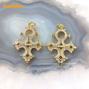 5pcs Micro CZ Cross Pendant Charms for Women DIY Earrings Necklace