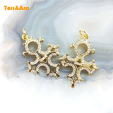 5pcs Micro CZ Cross Pendant Charms for Women DIY Earrings Necklace