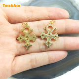 5pcs Micro CZ Cross Pendant Charms for Women DIY Earrings Necklace